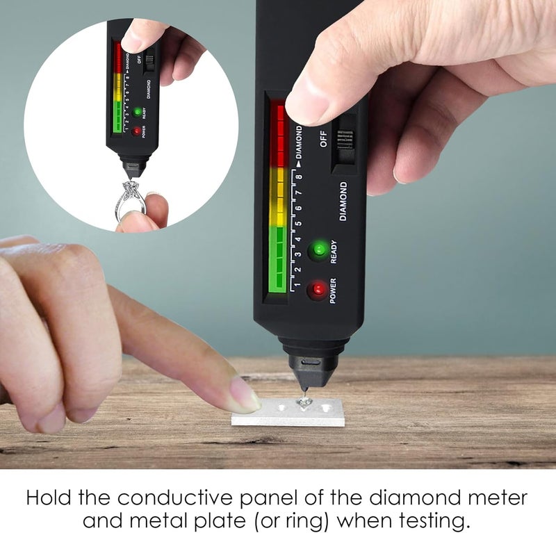 DANOPLUS Diamond Tester Professional Diamond Tester Pen with UV Light, Real Diamonds Tester High Accurate Diamond Tester Tools Gem Tester for Different Sizes of Diamond Stones - Image 3